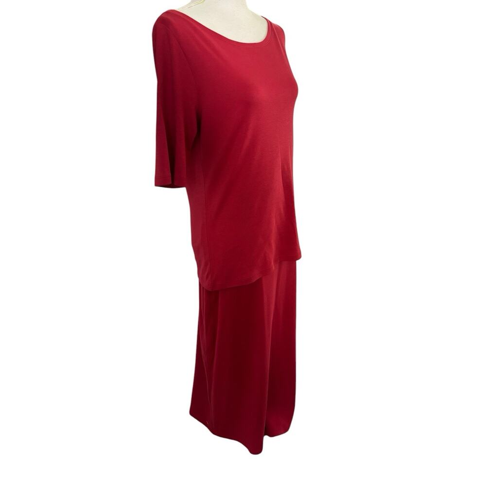 PERUVIAN CONNECTION 2-Piece Skirt & Top Set NWT Sz M Red Pima Cotton Knit - Picture 2 of 9